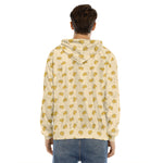 Cartoon Cheese Pattern Print Men's Velvet Pullover Hoodie