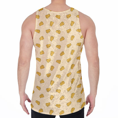 Cartoon Cheese Pattern Print Men's Velvet Tank Top