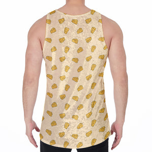 Cartoon Cheese Pattern Print Men's Velvet Tank Top