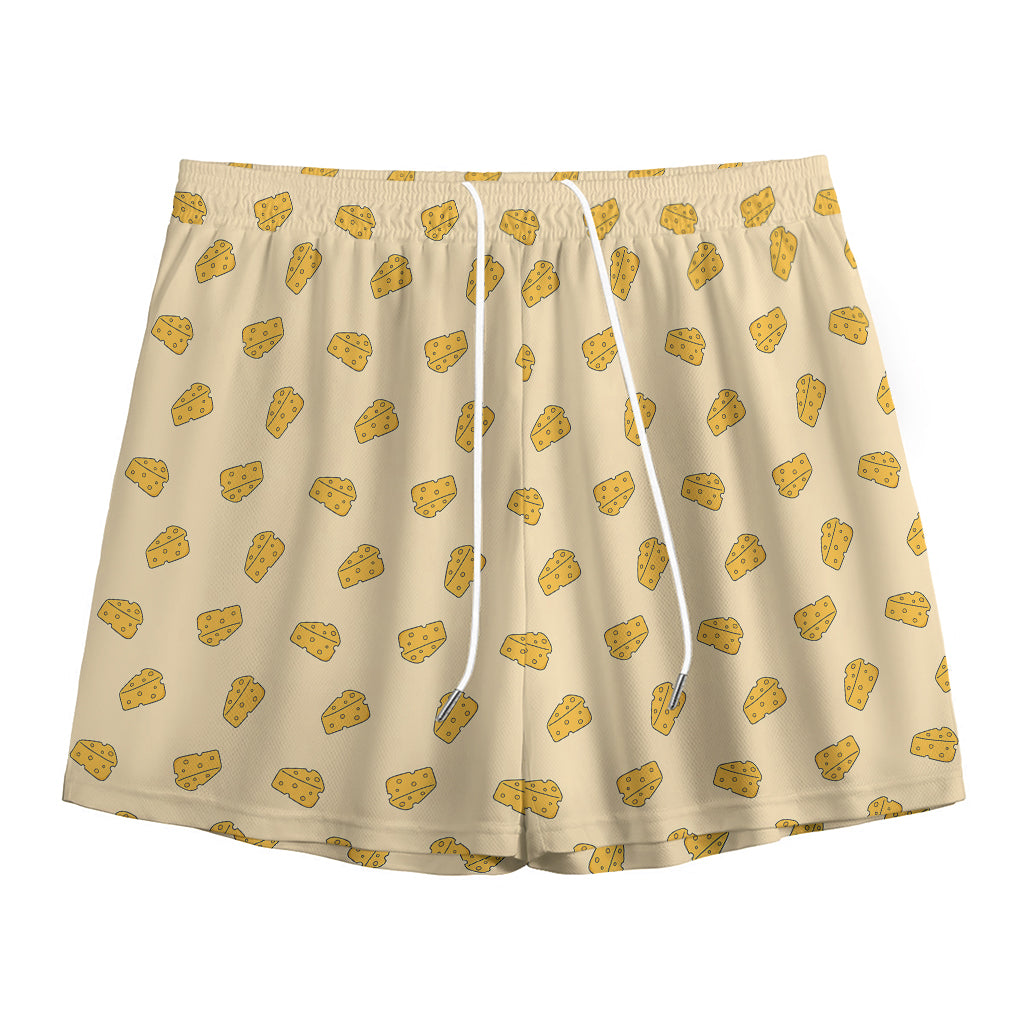 Cartoon Cheese Pattern Print Mesh Shorts