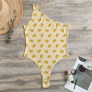 Cartoon Cheese Pattern Print One Shoulder Bodysuit