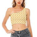 Cartoon Cheese Pattern Print One Shoulder Crop Top