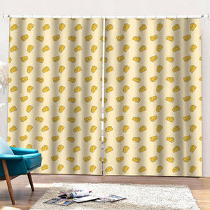 Cartoon Cheese Pattern Print Pencil Pleat Curtains