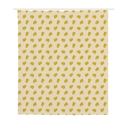 Cartoon Cheese Pattern Print Polyester Shower Curtain