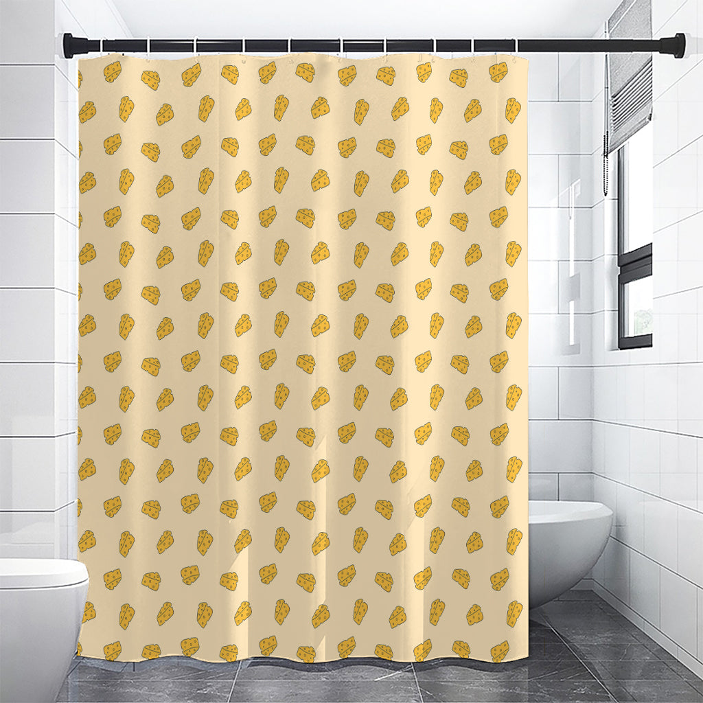 Cartoon Cheese Pattern Print Premium Shower Curtain