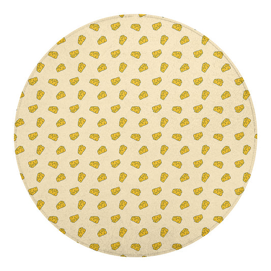 Cartoon Cheese Pattern Print Round Blanket