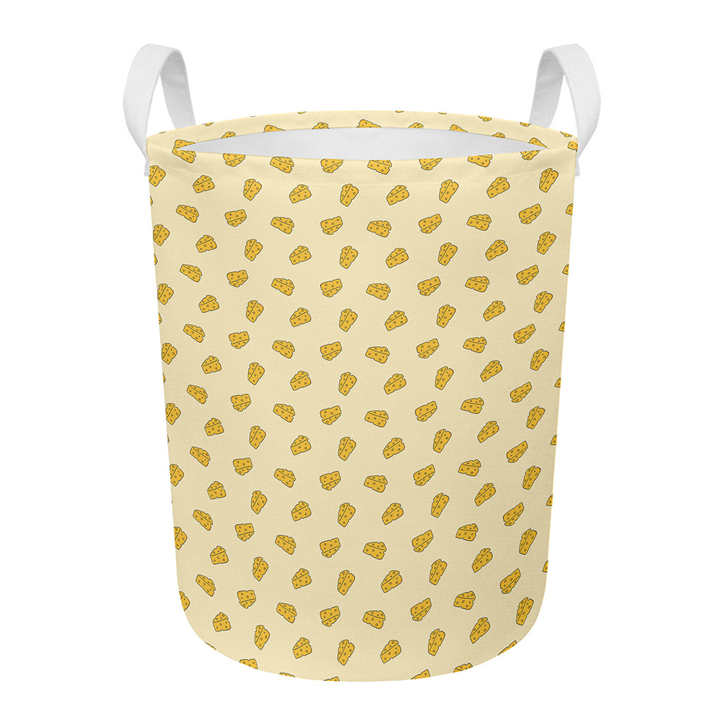 Cartoon Cheese Pattern Print Round Laundry Basket
