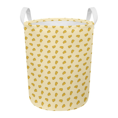 Cartoon Cheese Pattern Print Round Laundry Basket
