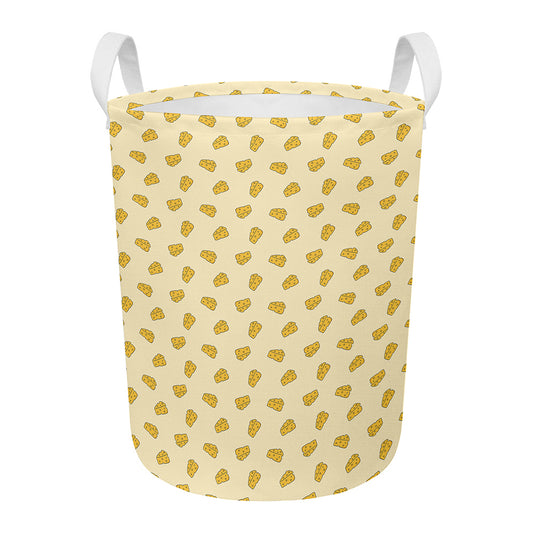 Cartoon Cheese Pattern Print Round Laundry Basket