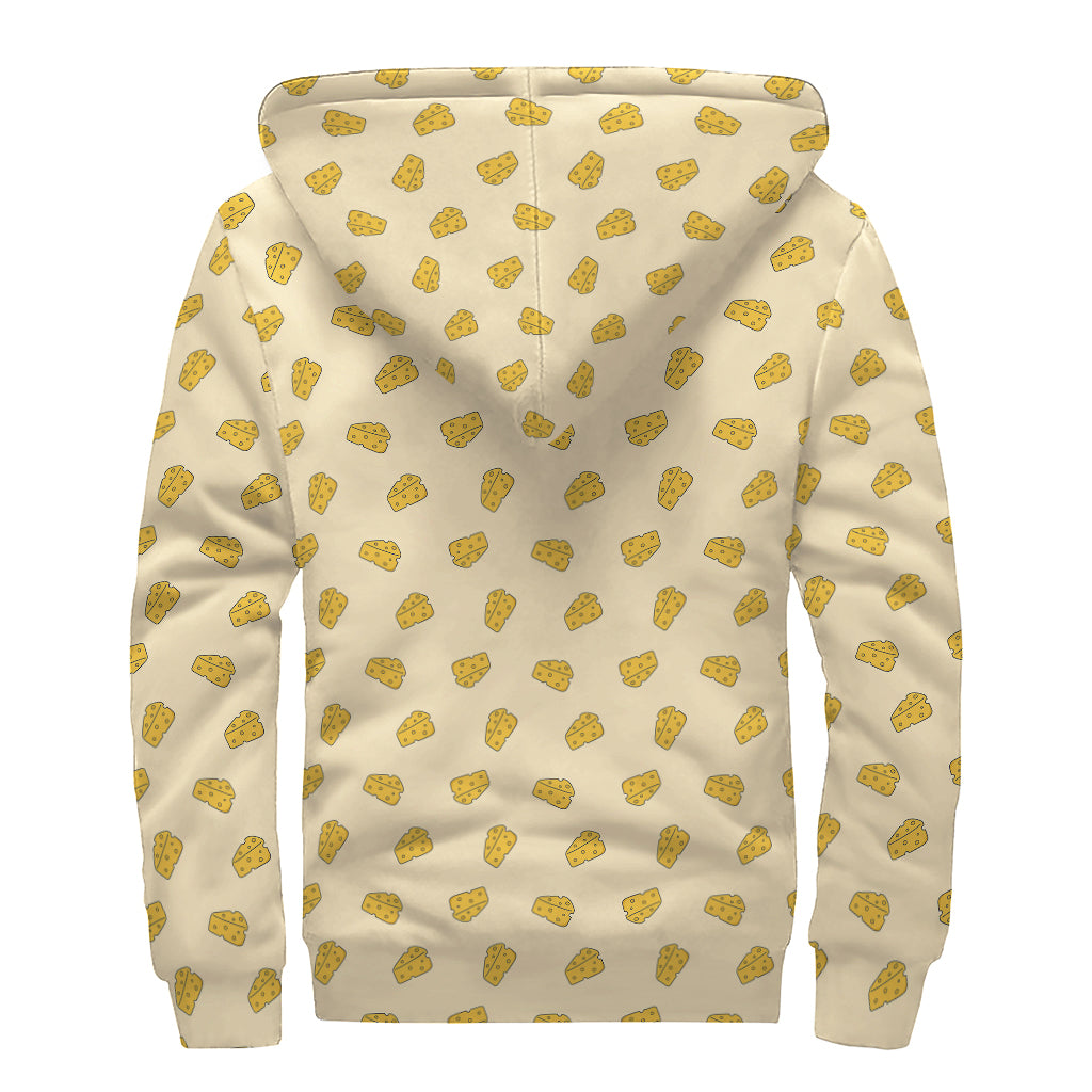 Cartoon Cheese Pattern Print Sherpa Lined Zip Up Hoodie