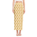Cartoon Cheese Pattern Print Side Slit Maxi Skirt
