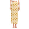 Cartoon Cheese Pattern Print Side Slit Maxi Skirt