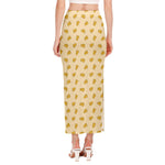 Cartoon Cheese Pattern Print Side Slit Maxi Skirt