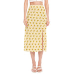 Cartoon Cheese Pattern Print Side Slit Midi Skirt