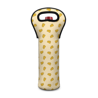 Cartoon Cheese Pattern Print Single Neoprene Wine Tote