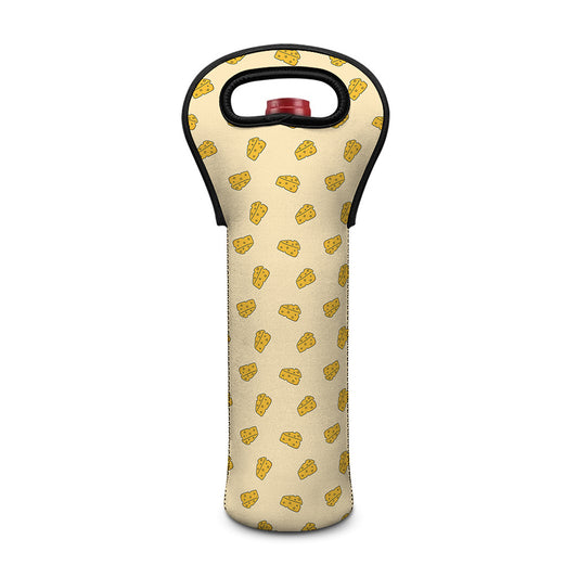Cartoon Cheese Pattern Print Single Neoprene Wine Tote