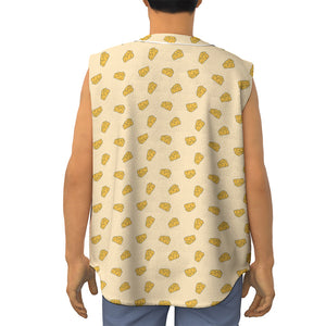 Cartoon Cheese Pattern Print Sleeveless Baseball Jersey