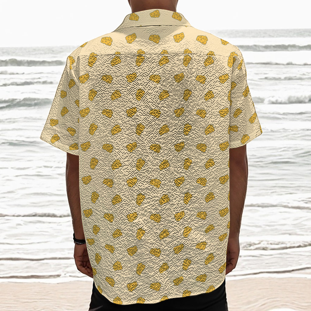 Cartoon Cheese Pattern Print Textured Short Sleeve Shirt