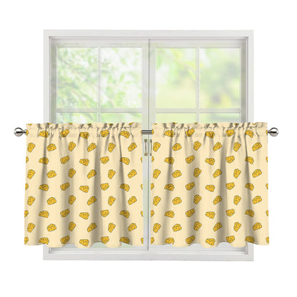 Cartoon Cheese Pattern Print Tier Curtains
