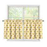 Cartoon Cheese Pattern Print Tier Curtains