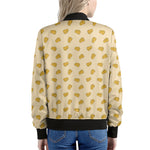 Cartoon Cheese Pattern Print Women's Bomber Jacket