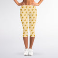 Cartoon Cheese Pattern Print Women's Capri Leggings