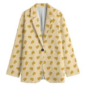 Cartoon Cheese Pattern Print Women's Cotton Blazer