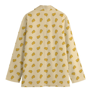 Cartoon Cheese Pattern Print Women's Cotton Blazer