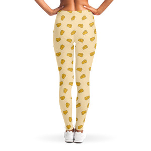 Cartoon Cheese Pattern Print Women's Leggings