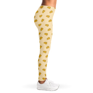 Cartoon Cheese Pattern Print Women's Leggings