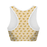 Cartoon Cheese Pattern Print Women's Sports Bra