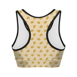 Cartoon Cheese Pattern Print Women's Sports Bra