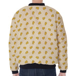 Cartoon Cheese Pattern Print Zip Sleeve Bomber Jacket