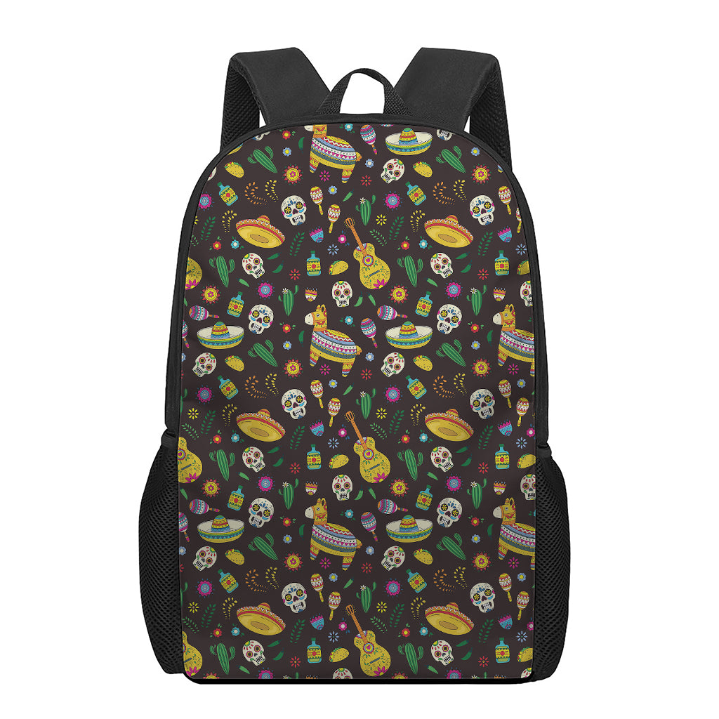 Cartoon Cinco de Mayo Pattern Print 17 Inch Backpack