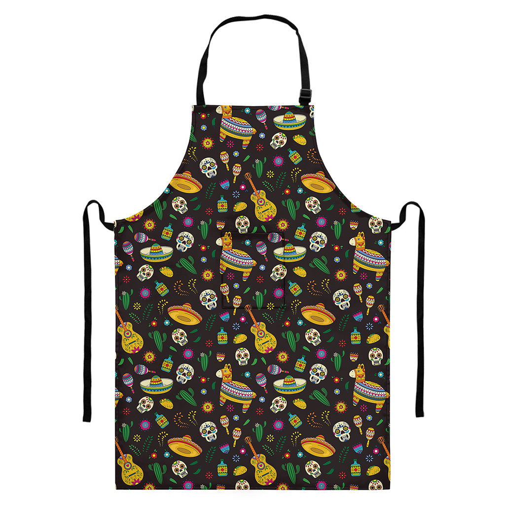Cartoon Cinco de Mayo Pattern Print Bib Apron With Pocket