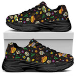 Cartoon Cinco de Mayo Pattern Print Black Chunky Shoes