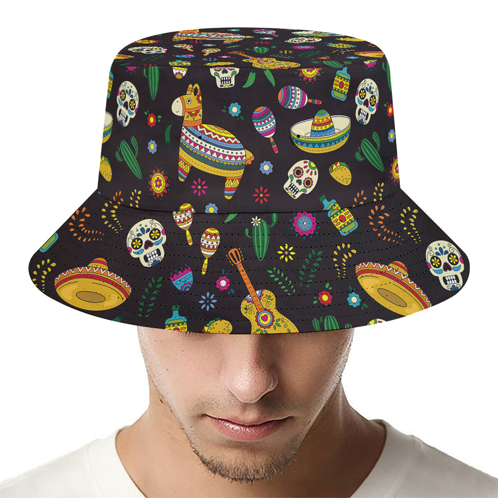 Cartoon Cinco de Mayo Pattern Print Bucket Hat