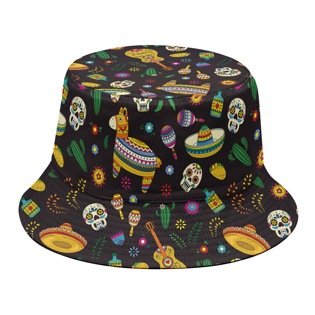 Cartoon Cinco de Mayo Pattern Print Bucket Hat