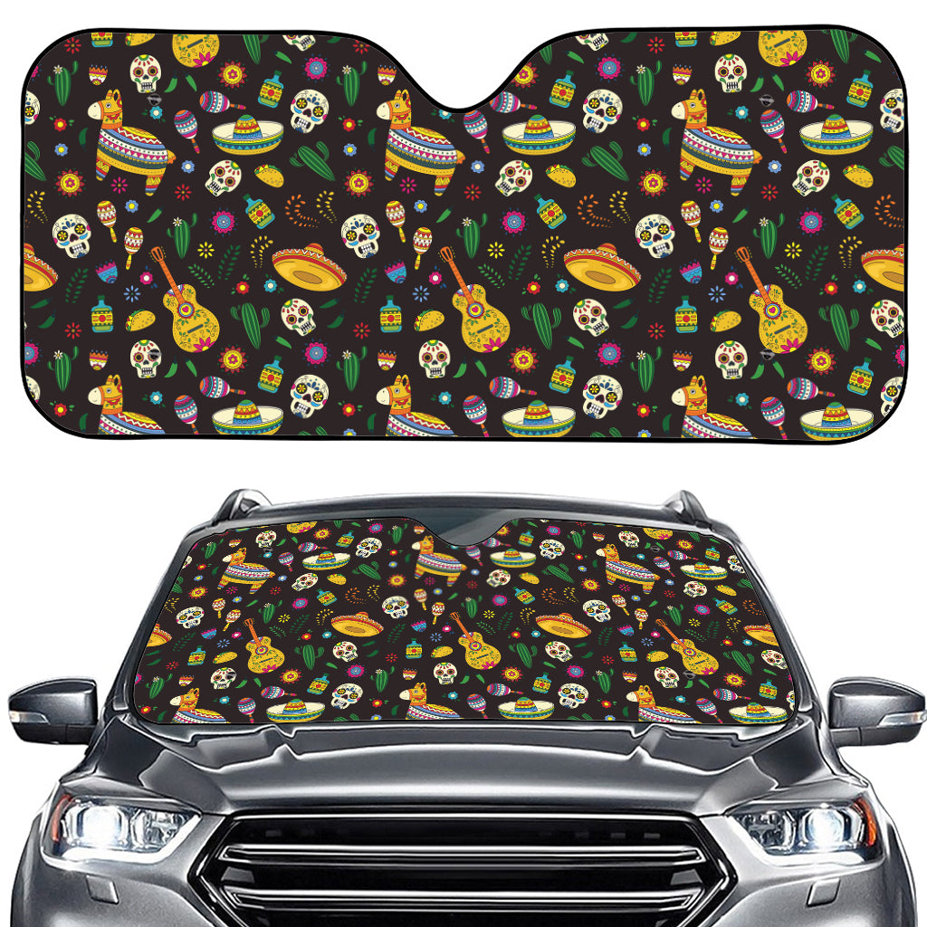 Cartoon Cinco de Mayo Pattern Print Car Windshield Sun Shade