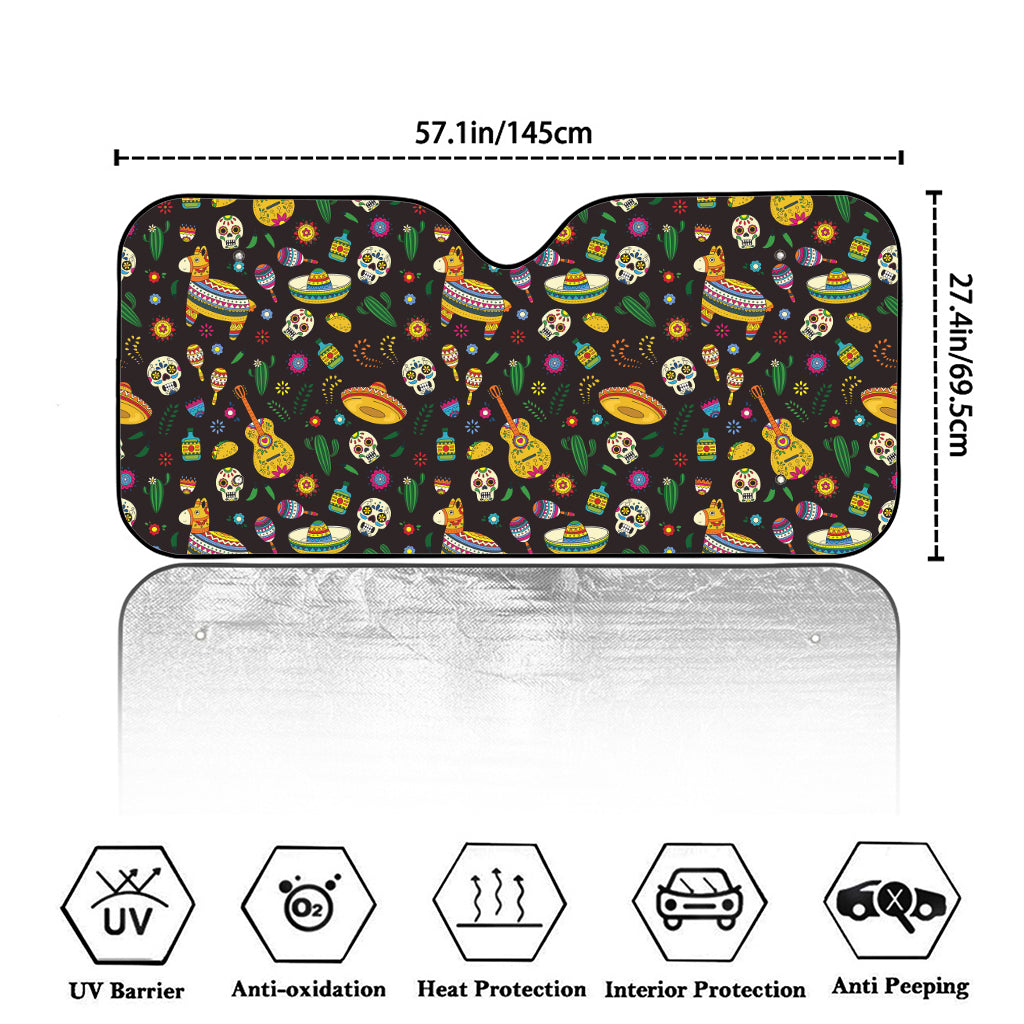 Cartoon Cinco de Mayo Pattern Print Car Windshield Sun Shade