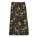 Cartoon Cinco de Mayo Pattern Print Cotton Front Slit Maxi Skirt