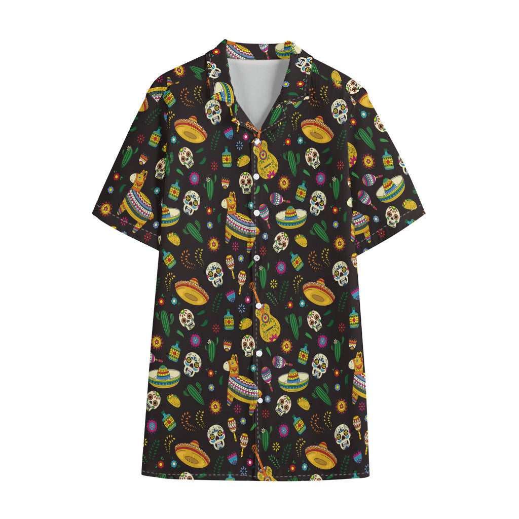 Cartoon Cinco de Mayo Pattern Print Cotton Hawaiian Shirt