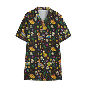 Cartoon Cinco de Mayo Pattern Print Cotton Hawaiian Shirt