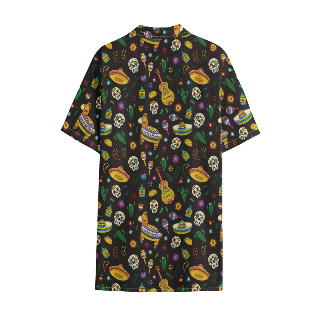 Cartoon Cinco de Mayo Pattern Print Cotton Hawaiian Shirt