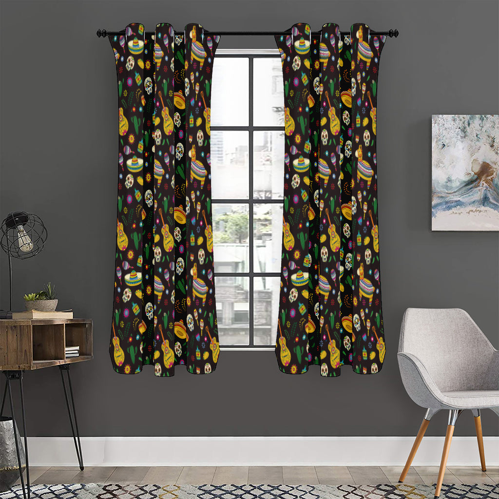 Cartoon Cinco de Mayo Pattern Print Curtain