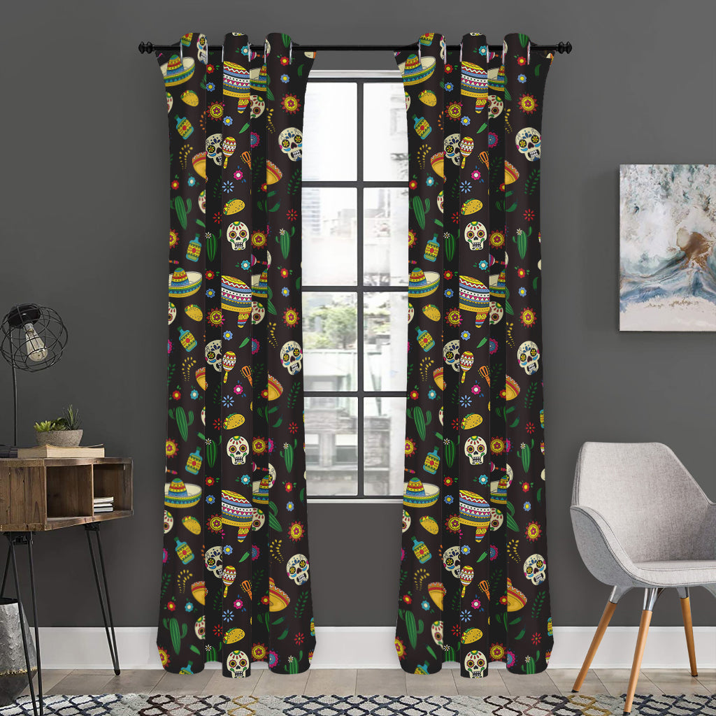 Cartoon Cinco de Mayo Pattern Print Curtain