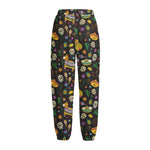 Cartoon Cinco de Mayo Pattern Print Fleece Lined Knit Pants