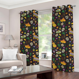 Cartoon Cinco de Mayo Pattern Print Grommet Curtains