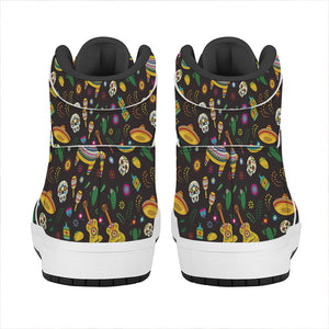 Cartoon Cinco de Mayo Pattern Print High Top Leather Sneakers