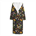 Cartoon Cinco de Mayo Pattern Print Hooded Bathrobe